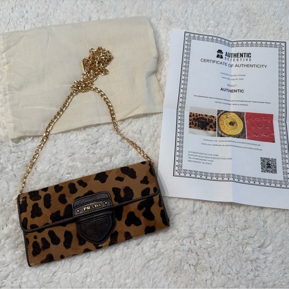 Prada Leopard Print Wallet with Gold Chain - Picture 1 of 11